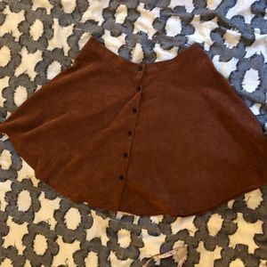 Brown button corduroy circle skirt